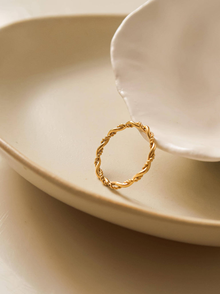 Thin Braided Stacking Ring