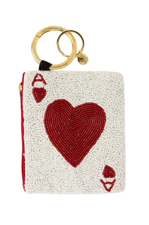 Ace Of Hearts Card Beaded Coin Purse