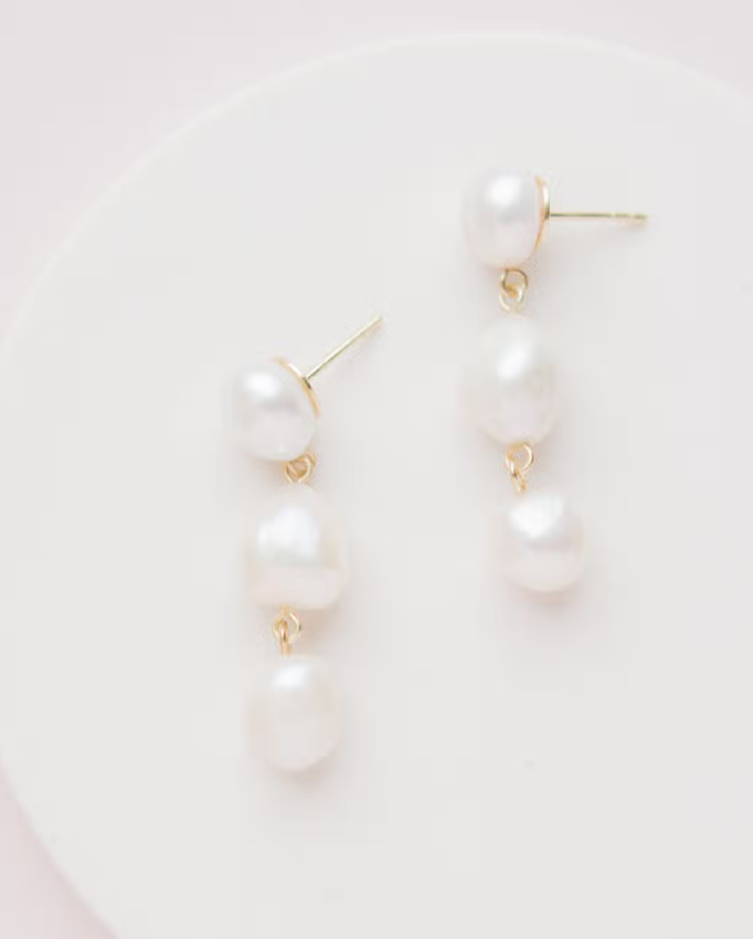 Emilia Rae Hailey // Gold Pearl Bridal Drop Earrings Boxbar