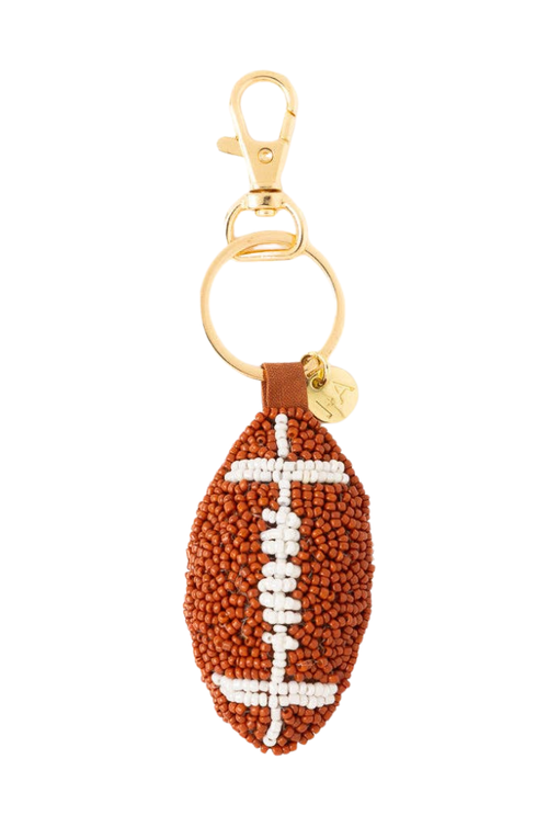Football Beaded Bag Charm